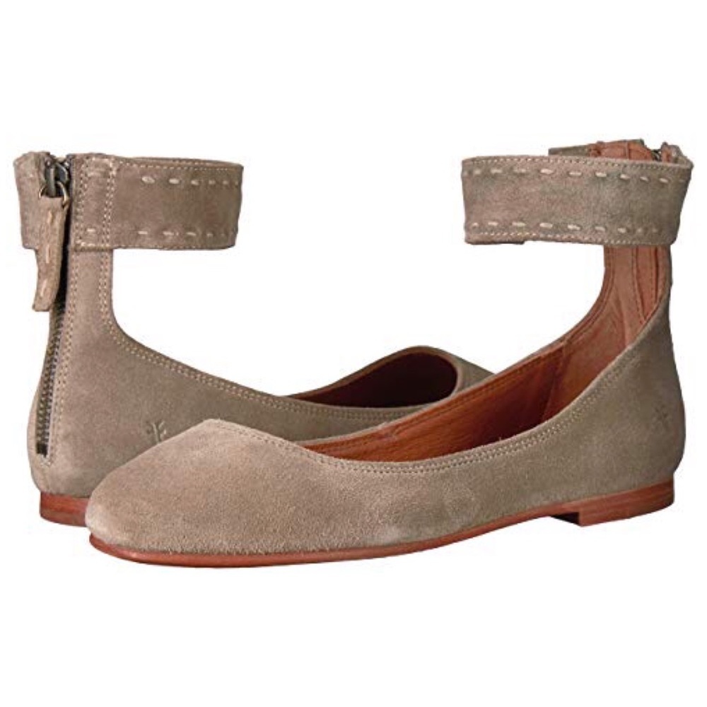Frye Carson Ankle Strap Ballet Flats Suede 6.5